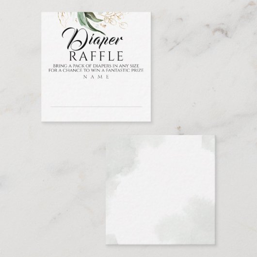 Luier Raffle Goud Groen Baby shower Vierkante Visitekaartje (Voorkant / Achterkant)