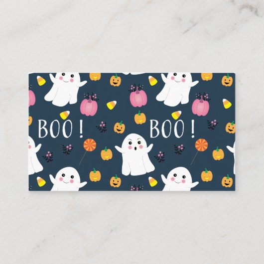 Luier Raffle Halloween Donkerblauwe Behuizing Kaar Informatiekaartje (Achterkant)