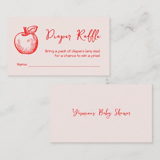 Luier Raffle Hand getrokken Apple Herfst Baby show Informatiekaartje (Voorkant / Achterkant)