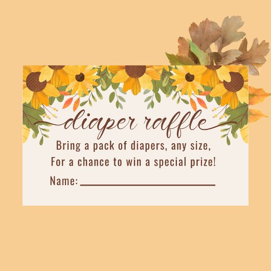 Luier Raffle Herfst Baby shower Behuizing Kaart