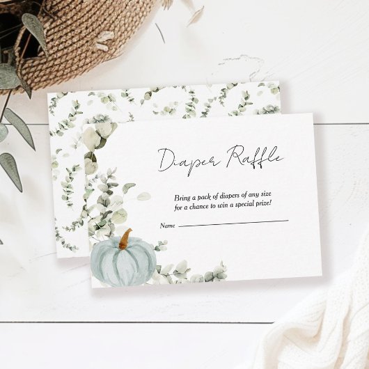 Luier Raffle Herfst Kleine Pompoen Blauw Baby show Informatiekaartje