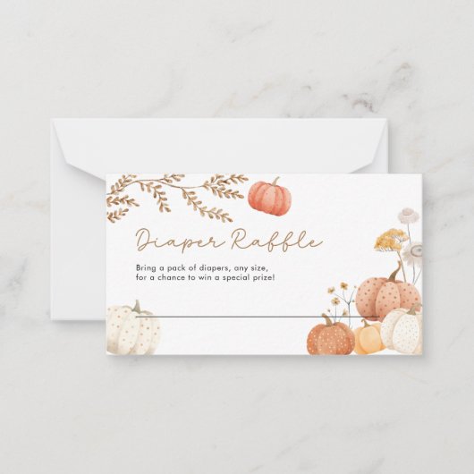 Luier Raffle Herfst Pompoen Baby shower Notitiekaartje (Voorkant)