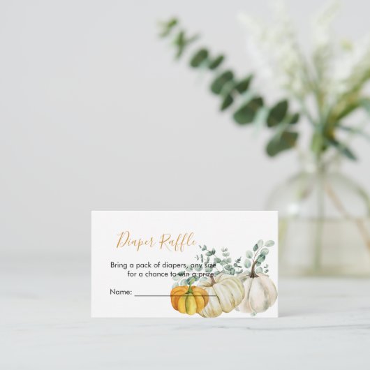 Luier Raffle Herfst pompoen Sinaasappel groen Informatiekaartje (Staand voorkant)