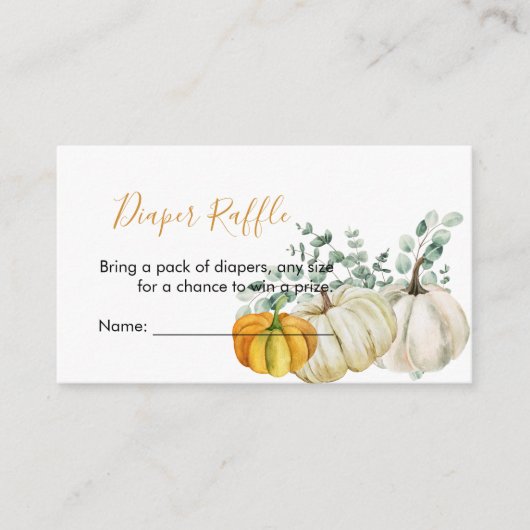 Luier Raffle Herfst pompoen Sinaasappel groen Informatiekaartje (Voorkant)