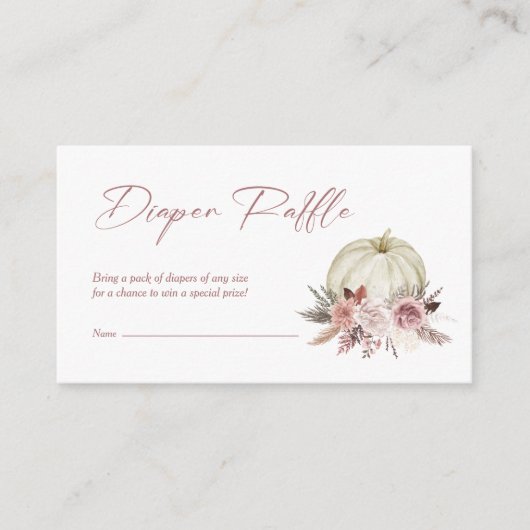 Luier Raffle Herfst Roze Kleine Pompoen Baby showe Informatiekaartje (Voorkant)