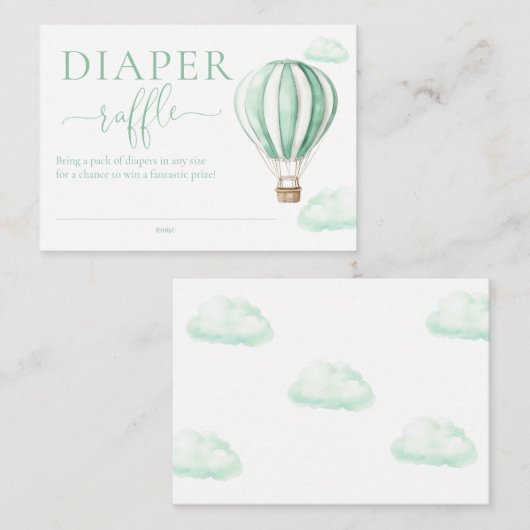 Luier Raffle Hete Luchtballon Baby shower Informatiekaartje (Voorkant / Achterkant)