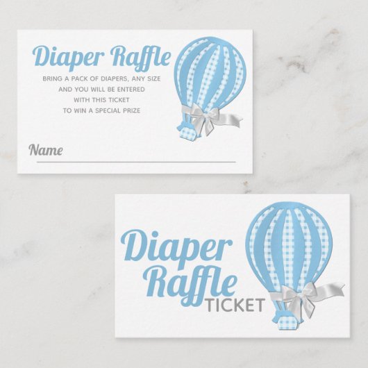 Luier Raffle Hete Luchtballon Baby shower Visitekaartje (Voorkant / Achterkant)