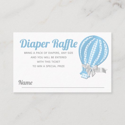 Luier Raffle Hete Luchtballon Baby shower Visitekaartje (Voorkant)