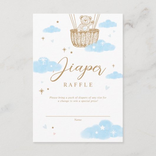 Luier Raffle Hete Luchtballon Teddy Bear Blauw Informatiekaartje (Voorkant)