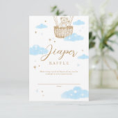 Luier Raffle Hete Luchtballon Teddy Bear Blauw Informatiekaartje (Staand voorkant)