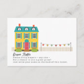 Luier Raffle Huis met waslijn Baby shower Informatiekaartje (Voorkant)