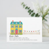 Luier Raffle Huis met waslijn Baby shower Informatiekaartje (Staand voorkant)