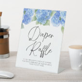 Luier Raffle Hydrangea Blue Flowers Baby shower Reclamebord Met Voetstuk (Insitu)