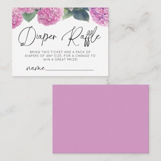 Luier Raffle Hydrangea Het is een meisje Baby show Informatiekaartje (Voorkant / Achterkant)