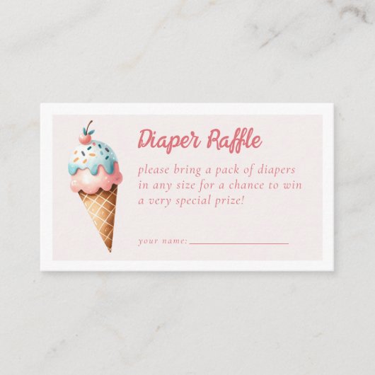 Luier Raffle Ice Cream Baby shower Informatiekaartje (Voorkant)