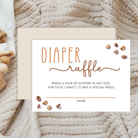 Luier Raffle Insert Koffie Baby shower Game Kaart