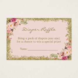 Luier Raffle Kaart Blush Roze Gouden Glitter Bloem