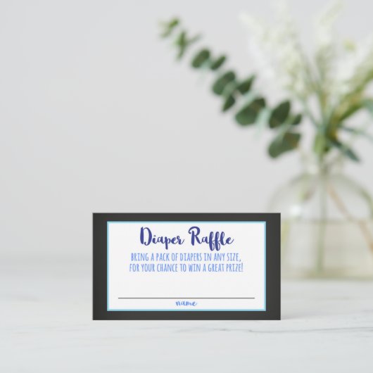 Luier Raffle Kaart Boy Blue Ombre Baby shower (Staand voorkant)