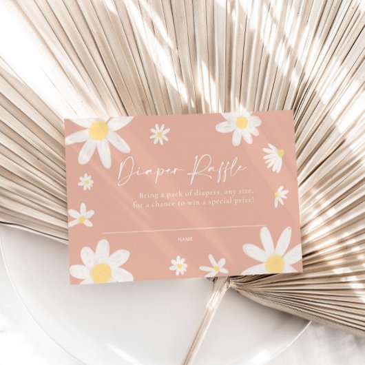 Luier Raffle Kaart Daisy Roze Blush Notitiekaartje