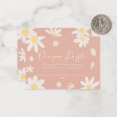 Luier Raffle Kaart Daisy Roze Blush Notitiekaartje (Voorkant / Achterkant in situ)