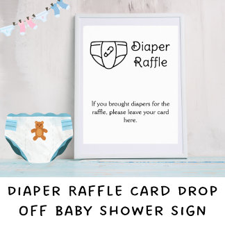 Luier Raffle Kaart Drop Off Baby shower teken Poster