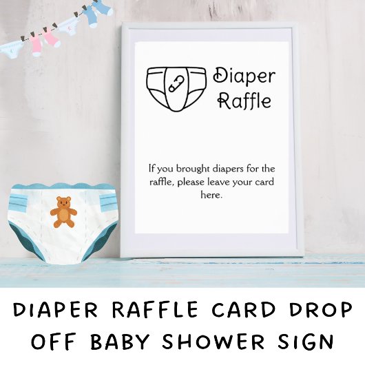 Luier Raffle Kaart Drop Off Baby shower teken Poster