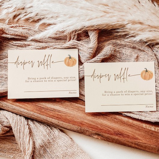 Luier Raffle Kaart, Herfst Pompoen Baby shower Kaart