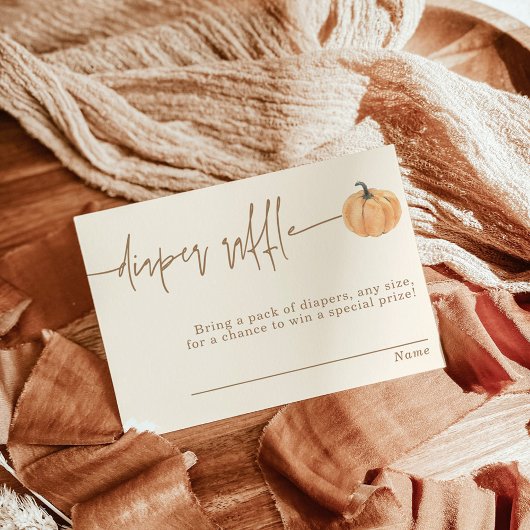 Luier Raffle Kaart, Herfst Pompoen Baby shower Kaart