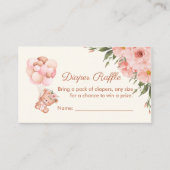 Luier Raffle Kaart Leuk Beren ballon Roze Bloem (Voorkant)