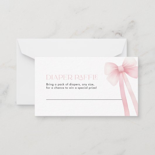 Luier Raffle Kaart Roze Bow Notitiekaartje (Voorkant)