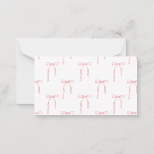 Luier Raffle Kaart Roze Bow Notitiekaartje (Achterkant)