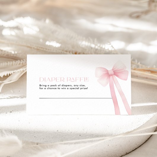 Luier Raffle Kaart Roze Bow Notitiekaartje