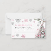 Luier Raffle Kaart Roze Winter Wonderland Notitiekaartje (Voorkant)