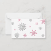 Luier Raffle Kaart Roze Winter Wonderland Notitiekaartje (Achterkant)