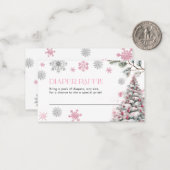 Luier Raffle Kaart Roze Winter Wonderland Notitiekaartje (Voorkant / Achterkant in situ)