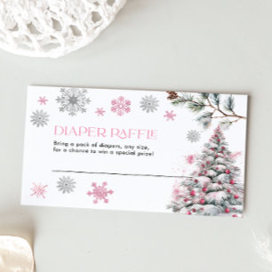 Luier Raffle Kaart Roze Winter Wonderland Notitiekaartje