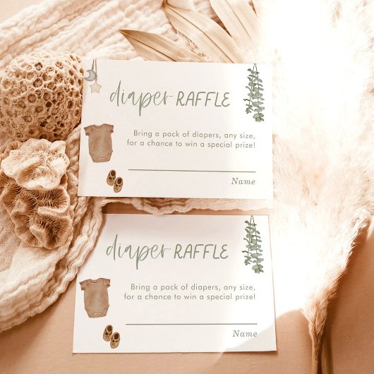 Luier Raffle Kaart | Sage Green Boy Baby shower