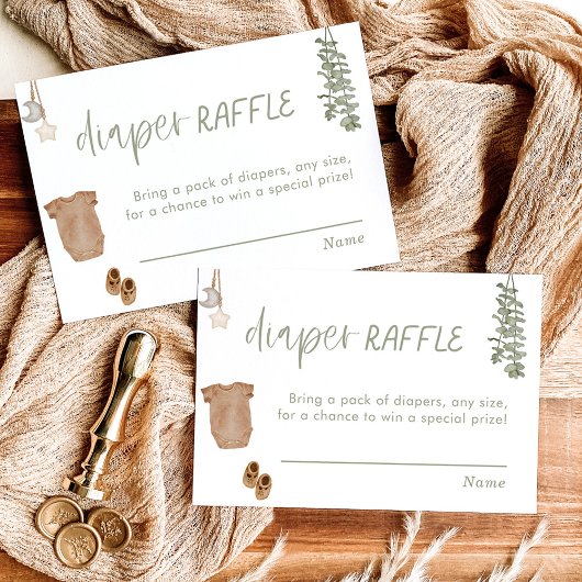 Luier Raffle Kaart | Sage Green Boy Baby shower