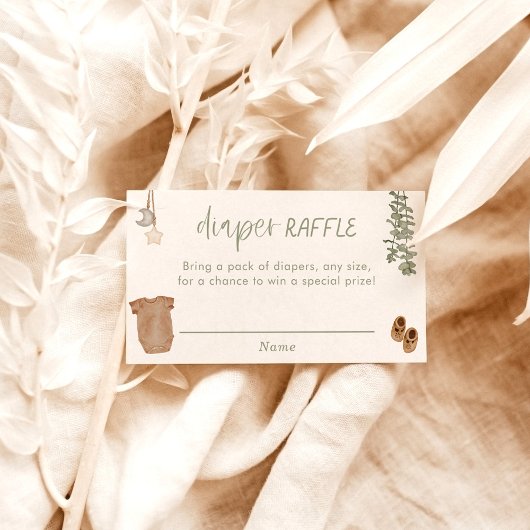 Luier Raffle Kaart, Sage Groen Neutraal Baby showe Informatiekaartje