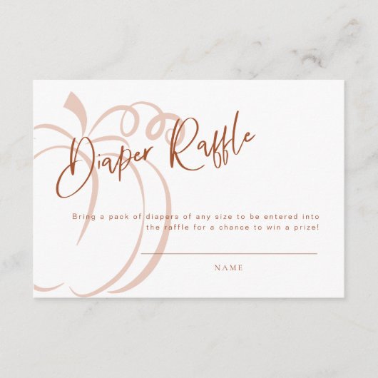 Luier Raffle Kaart Terracotta Pompoen Baby shower (Voorkant)