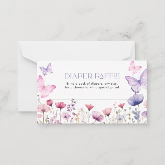 Luier Raffle Kaart Vlinder Bloemen Notitiekaartje (Voorkant)