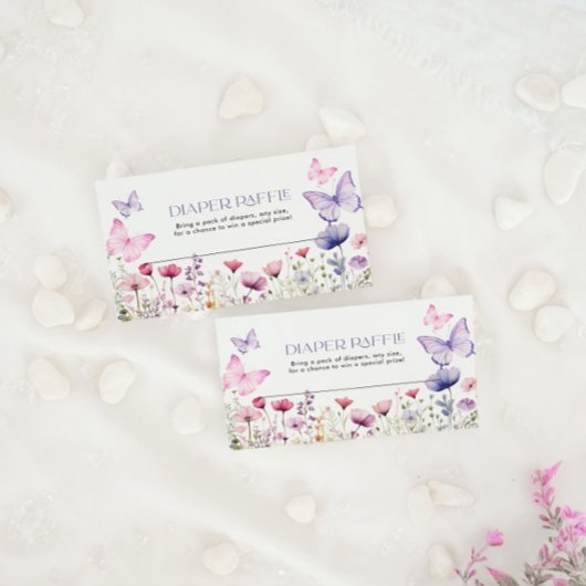 Luier Raffle Kaart Vlinder Bloemen Notitiekaartje