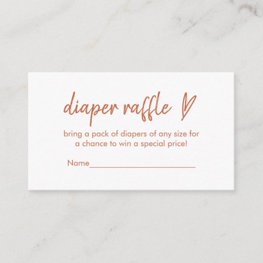 Luier Raffle Kaarten Modern Boho Heart Terracotta (Voorkant)