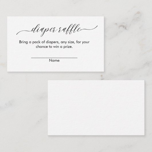 Luier Raffle Kaarten Modern Minimalistisch Eenvoud (Voorkant / Achterkant)