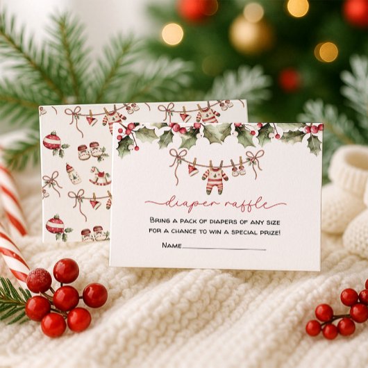 Luier Raffle Kerst Baby shower Informatiekaartje