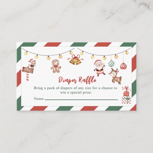 Luier Raffle Kerstmis Santa Enclosure Kaart (Voorkant)