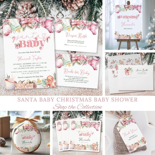Luier Raffle Kerstmis Santa Roze Baby shower Informatiekaartje