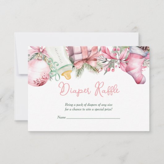 Luier Raffle Kerstmis Santa Roze Baby shower Kaart (Voorkant)