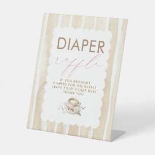 Luier Raffle Koffie Meisje Baby Shower Tafelbord Reclamebord Met Voetstuk