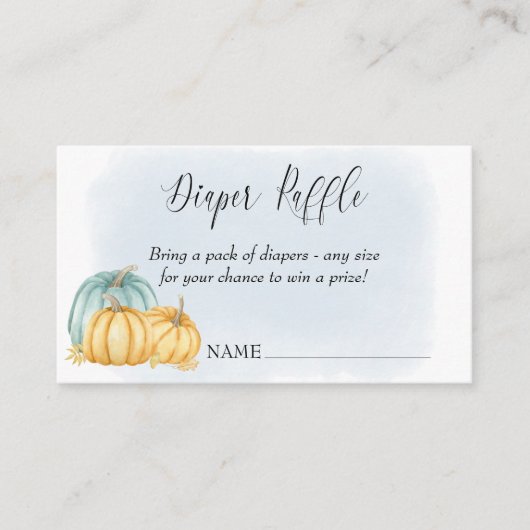 Luier Raffle Land Pompoen Blauw Waterverf Informatiekaartje (Voorkant)